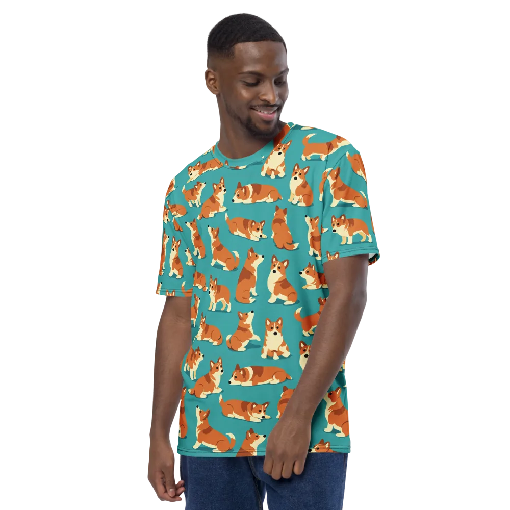 Teal Tails on Men's Crew Neck T-Shirt — Left