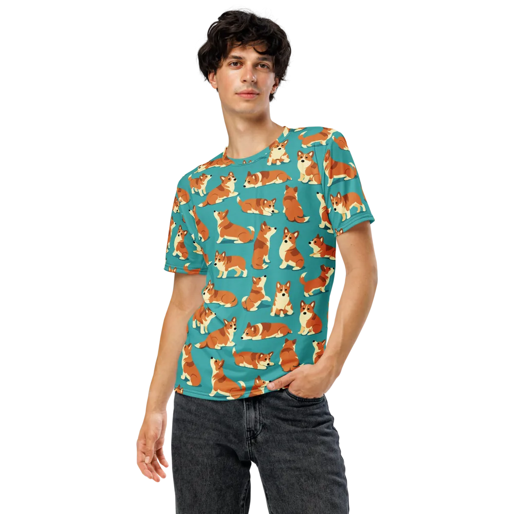 Teal Tails on Men's Crew Neck T-Shirt — Front
