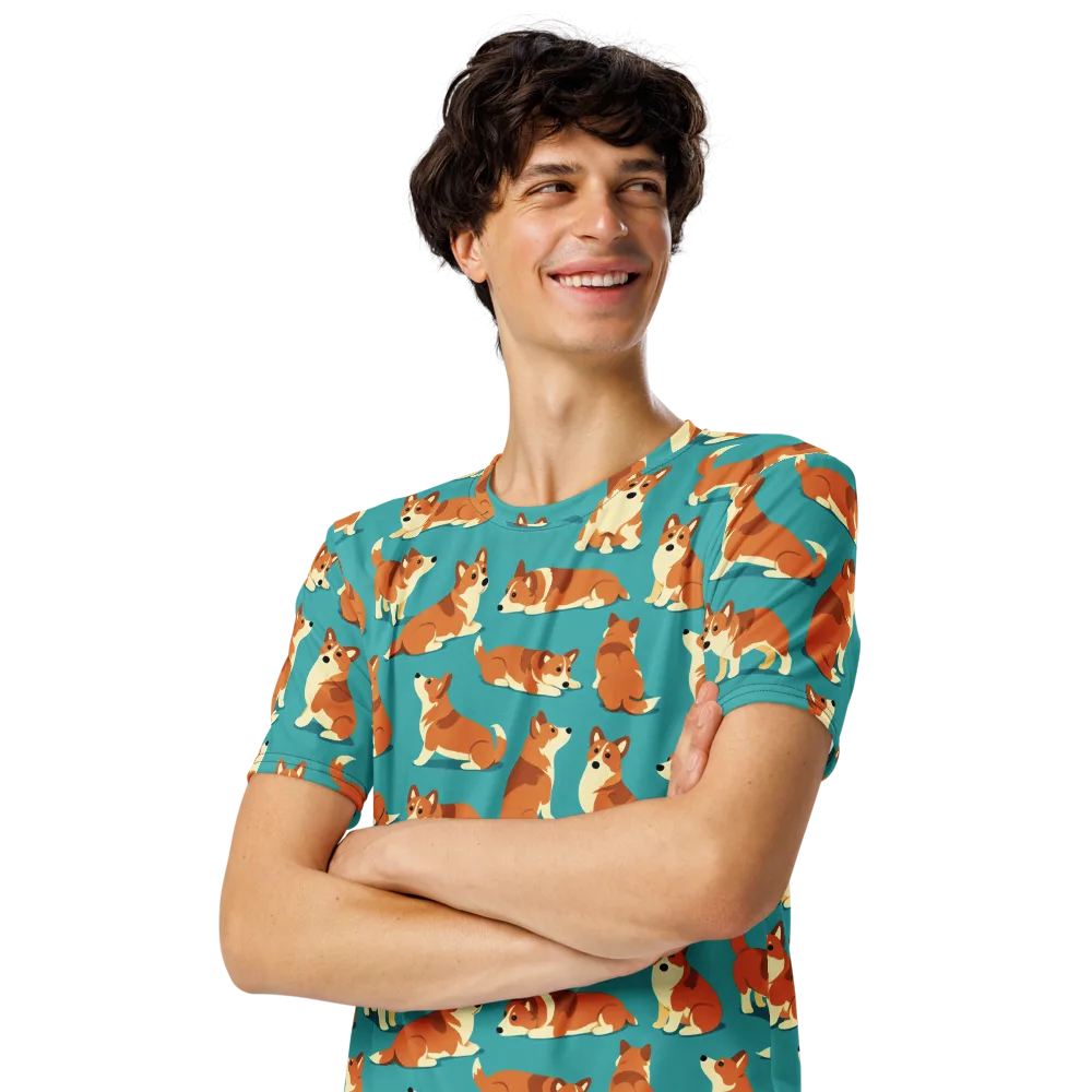 Teal Tails on Men's Crew Neck T-Shirt — Left Front