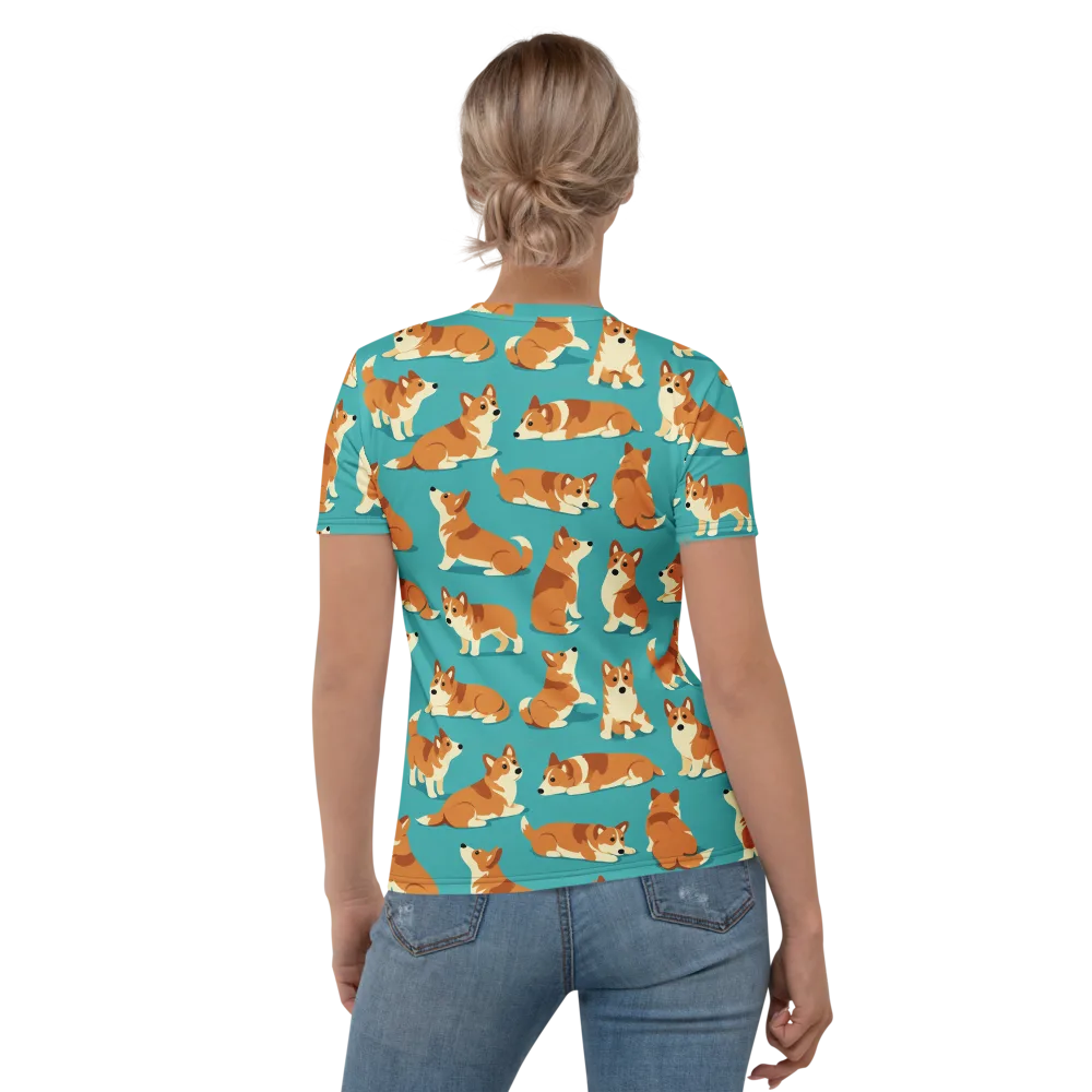 Teal Tails on Women's Crew Neck T-Shirt — Back