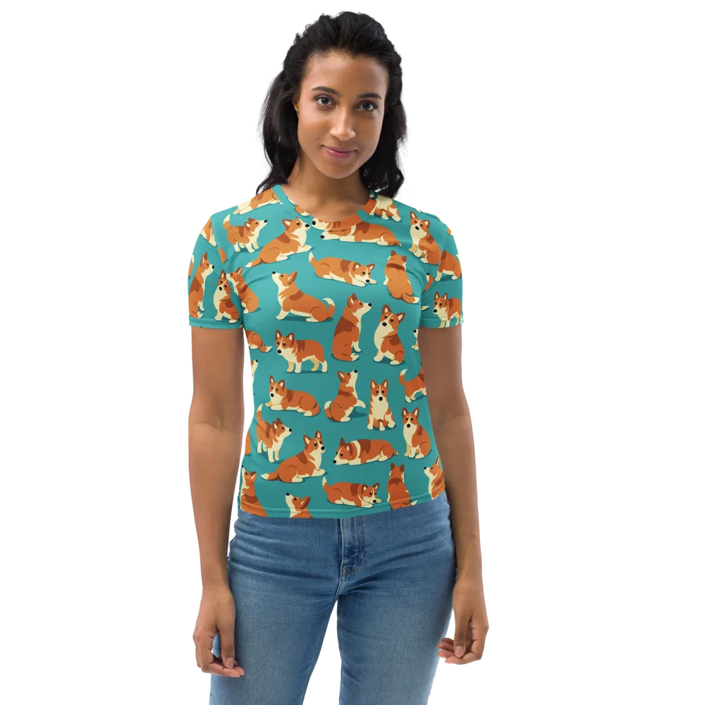 Teal Tails on Women's Crew Neck T-Shirt — Front