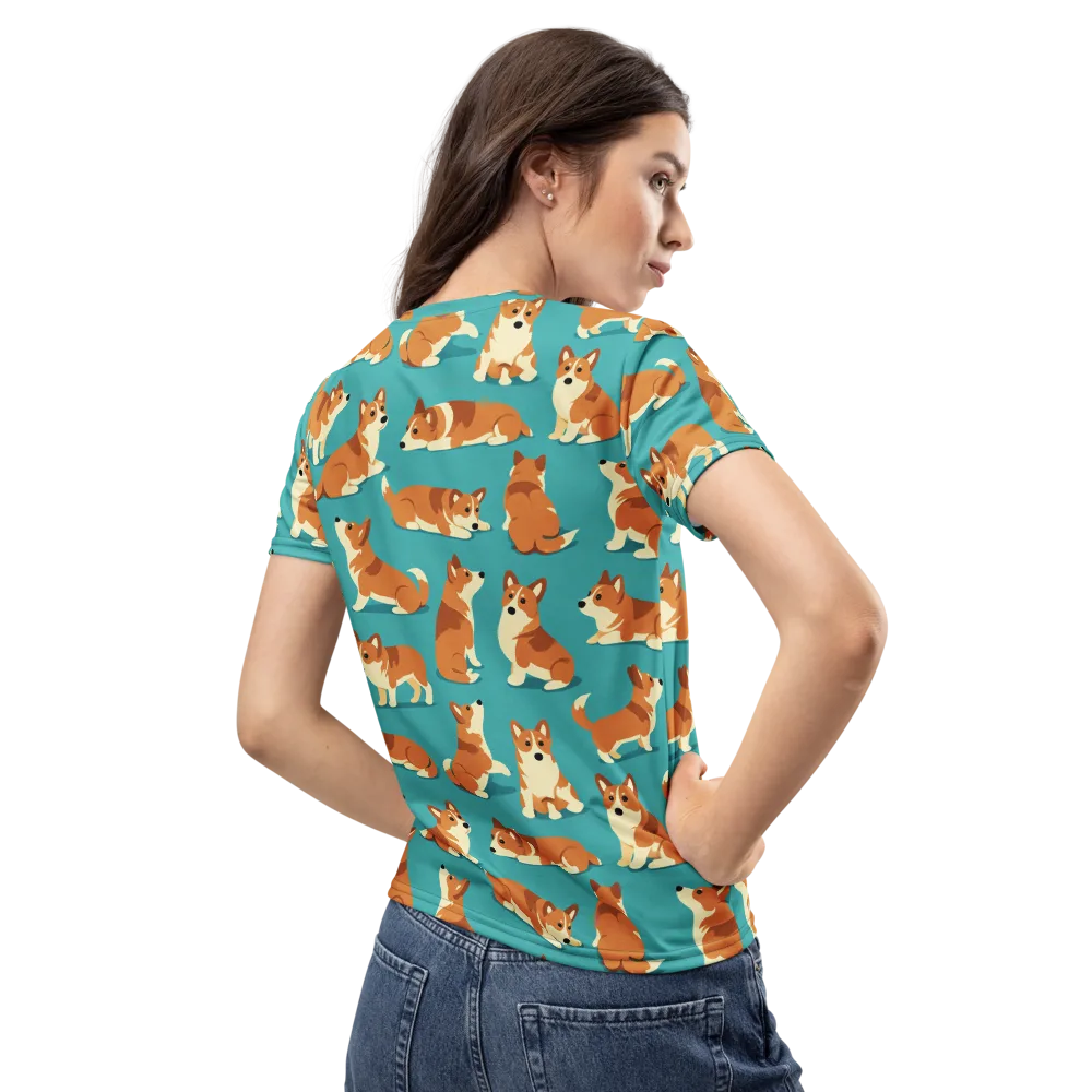 Teal Tails on Women's Crew Neck T-Shirt — Back