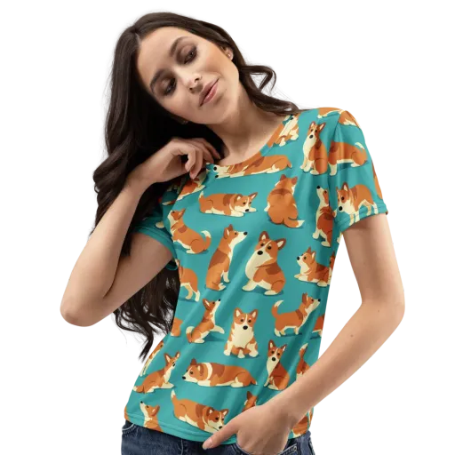 Teal Tails on a Women's Crew Neck T-Shirt