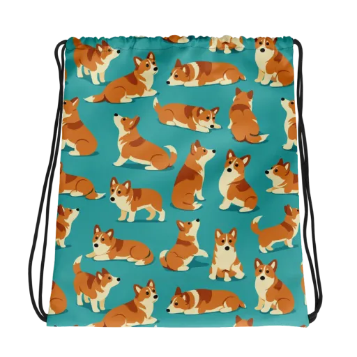 Teal Tails on a Drawstring Bag