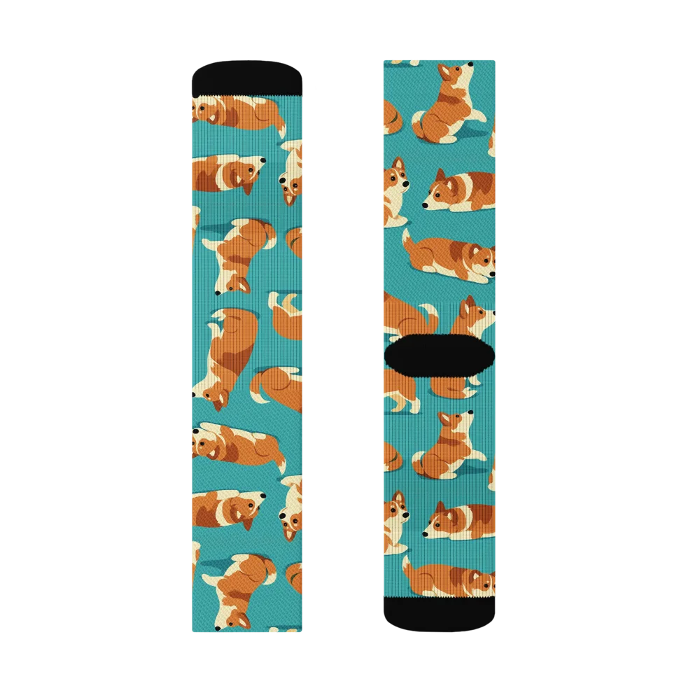 Teal Tails on Socks — Right Sock