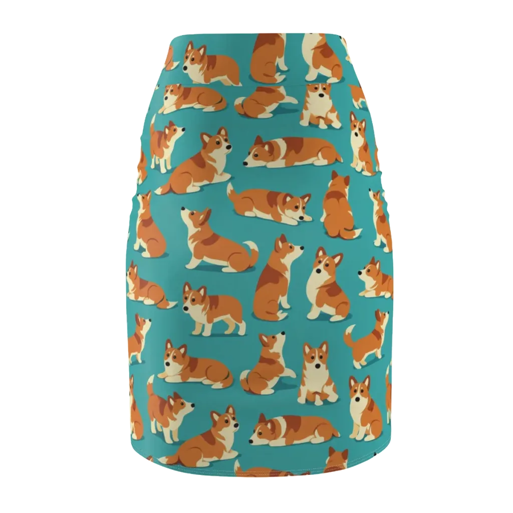 Teal Tails on Pencil Skirt — Back