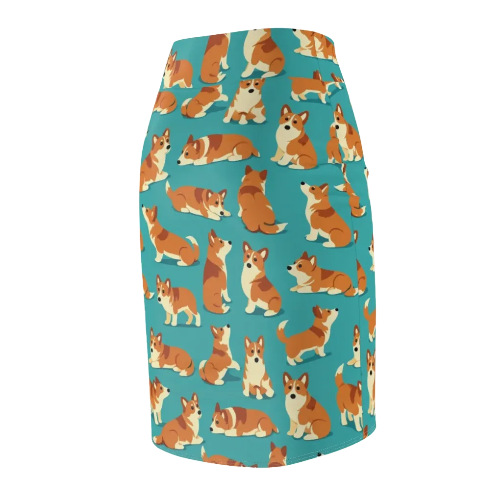 Teal Tails on Pencil Skirt — Back Side