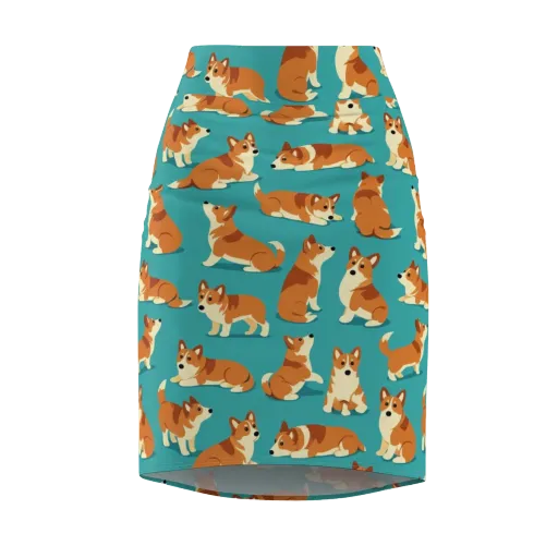 Teal Tails on a Pencil Skirt