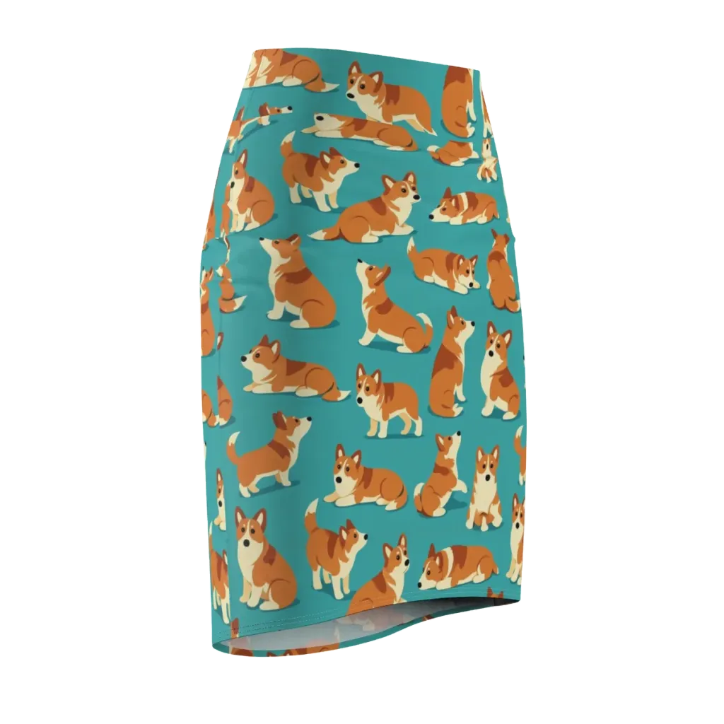Teal Tails on Pencil Skirt — Front Side