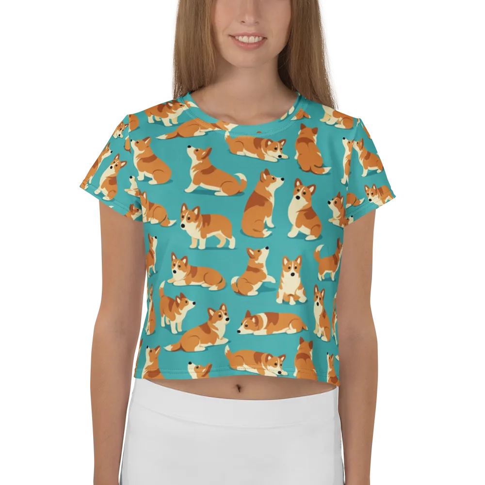 Teal Tails on Crop Tee — Front