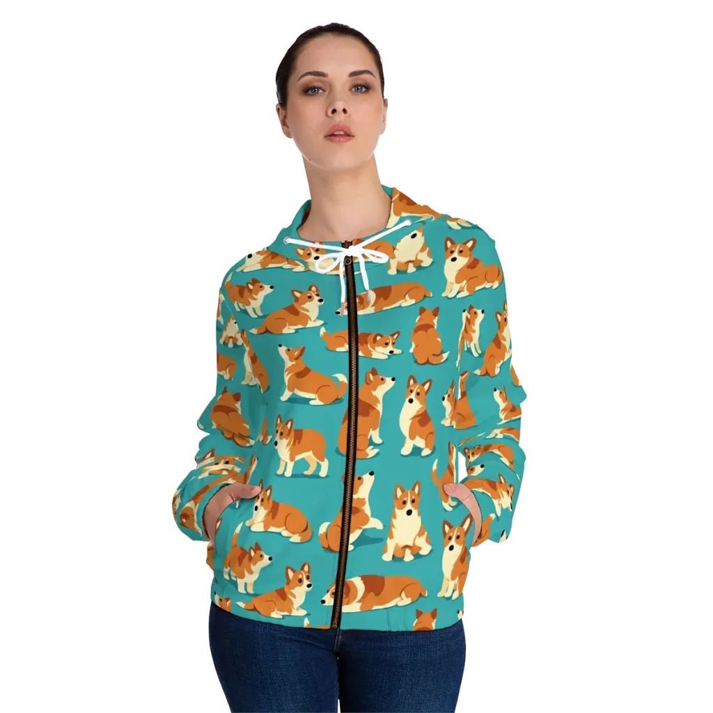 Teal Tails on Women's Full-Zip Hoodie — Front On Person