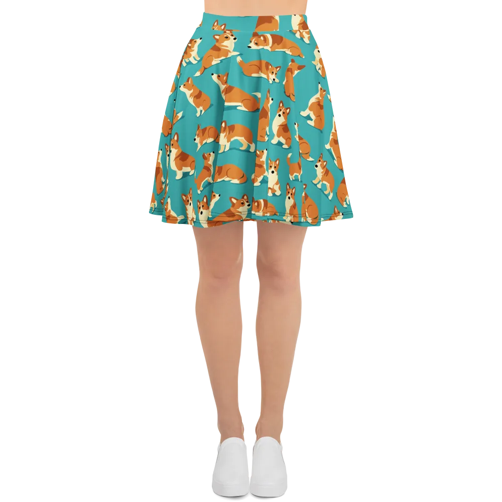 Teal Tails on Skater Skirt — Front