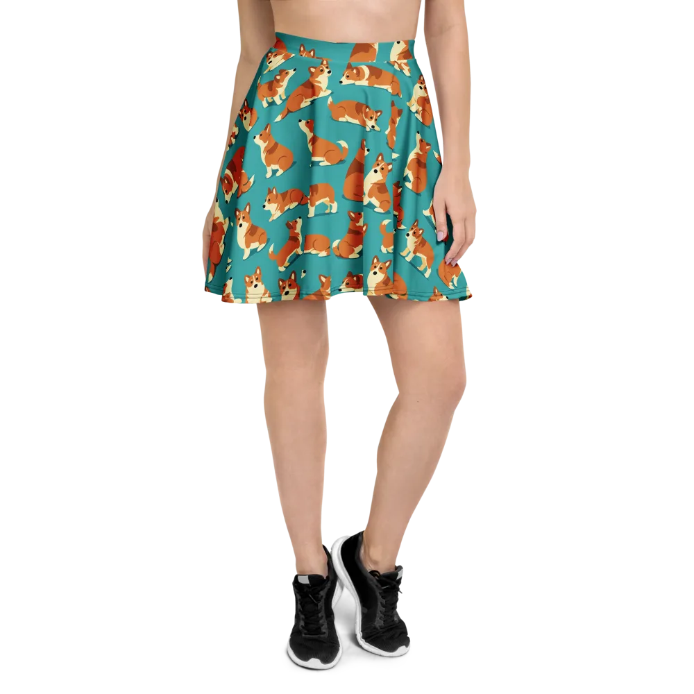 Teal Tails on Skater Skirt — Front