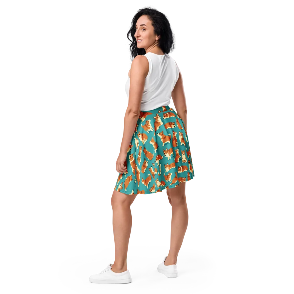 Teal Tails on Skater Skirt — Back