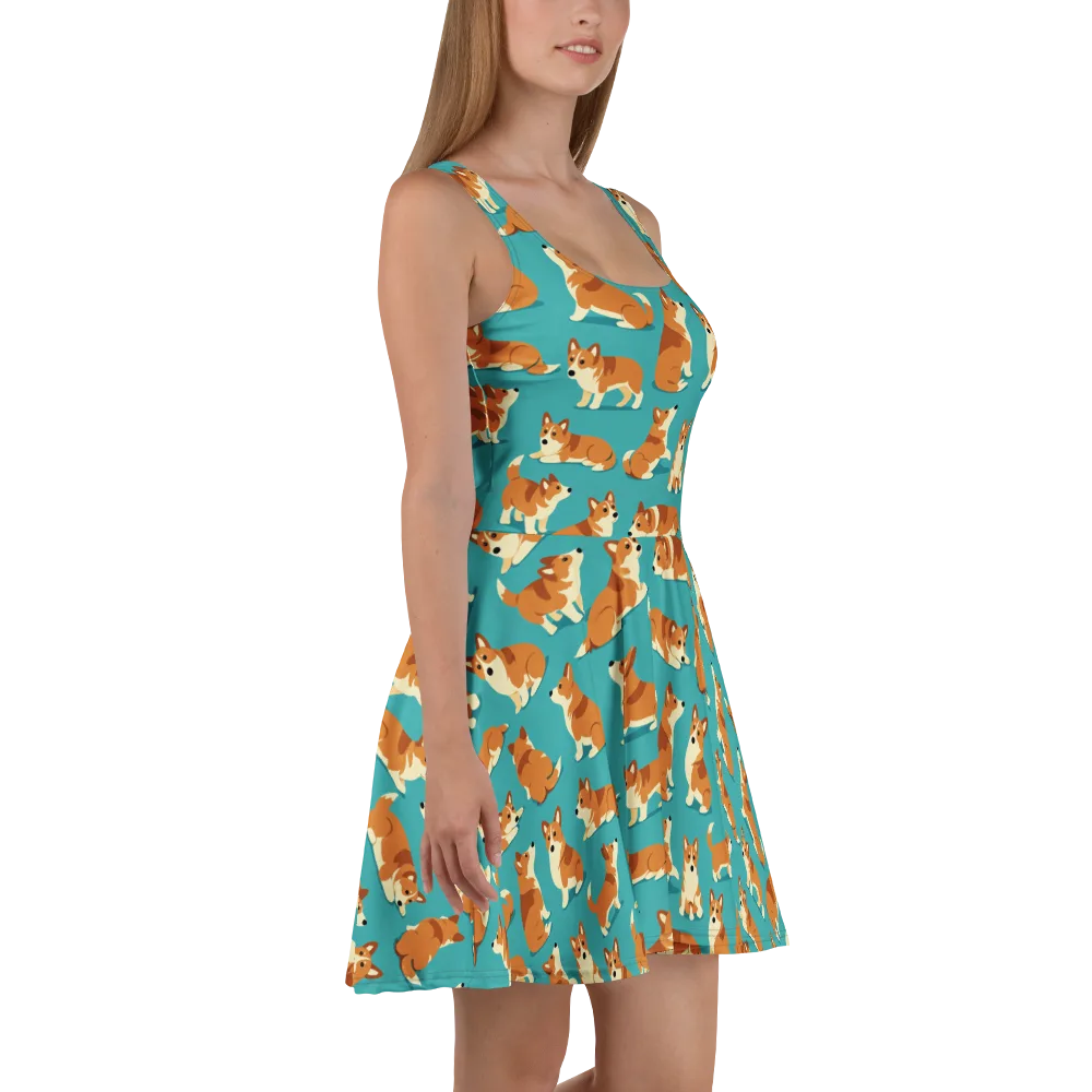 Teal Tails on Skater Dress — Right