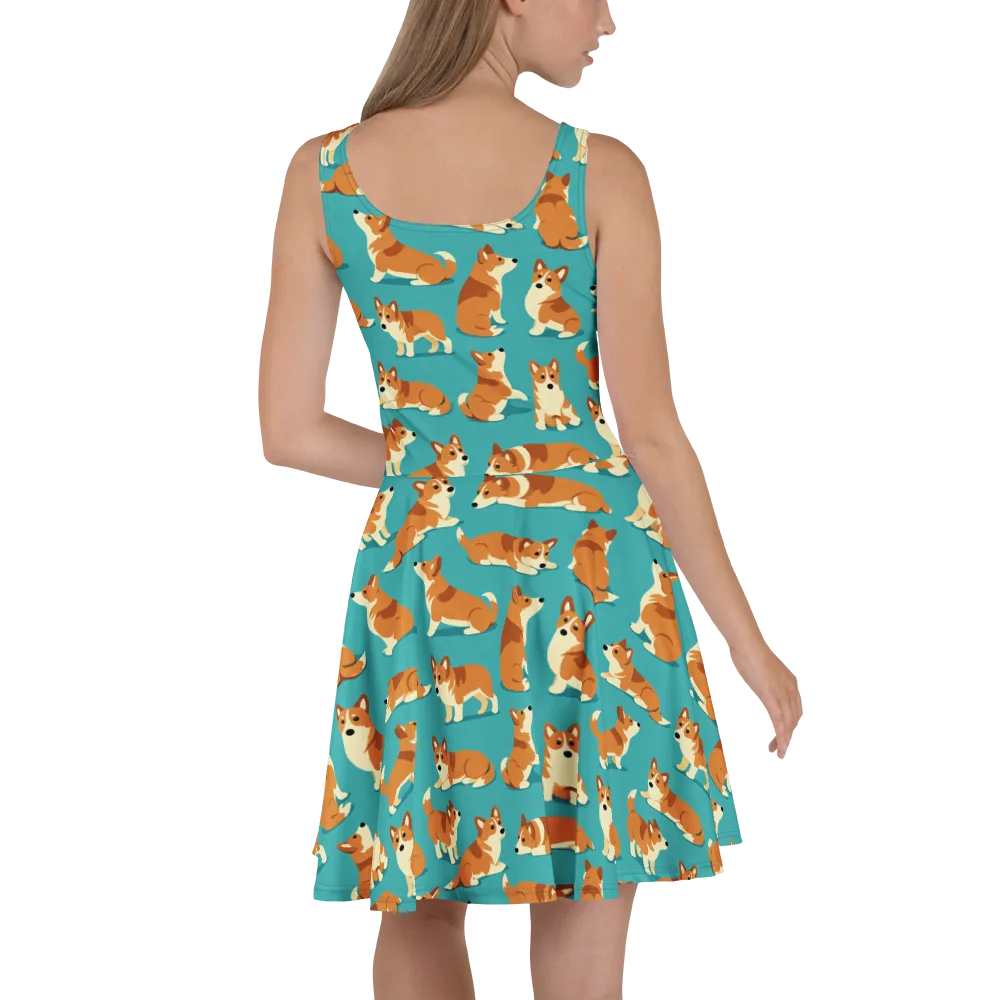 Teal Tails on Skater Dress — Back