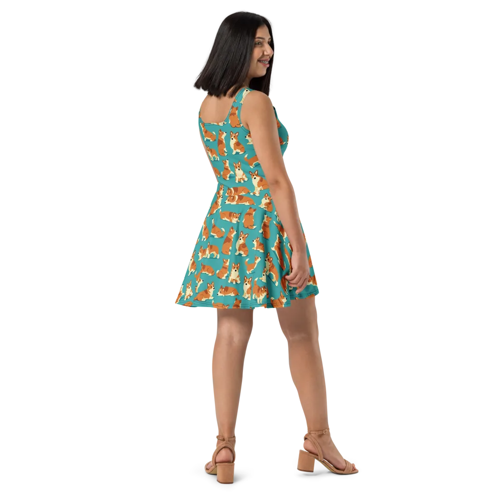 Teal Tails on Skater Dress — Right