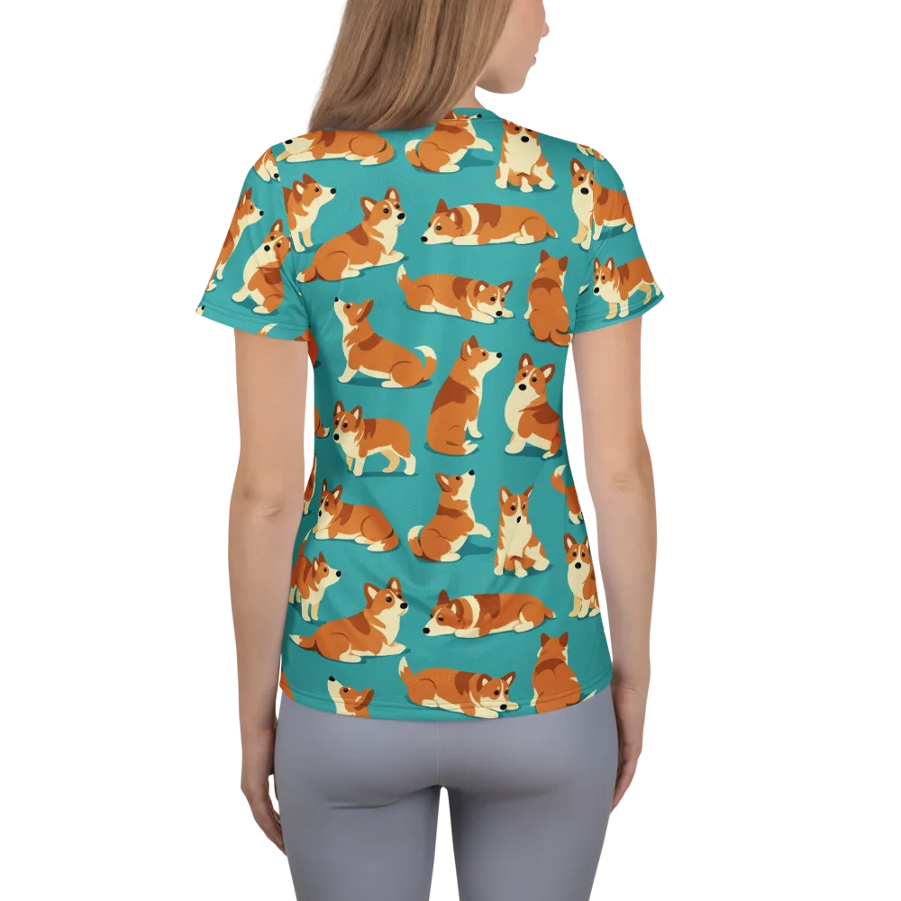Teal Tails on Women's Athletic T-Shirt — Back