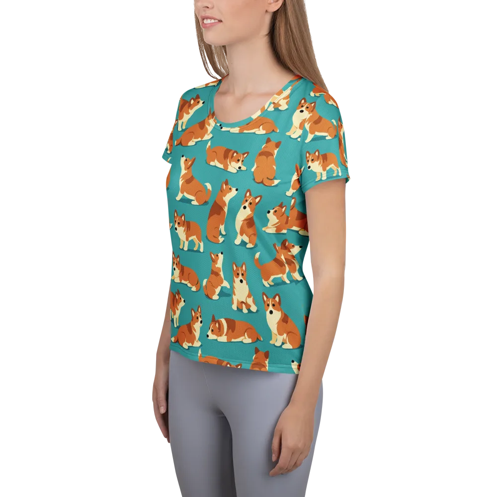 Teal Tails on Women's Athletic T-Shirt — Left