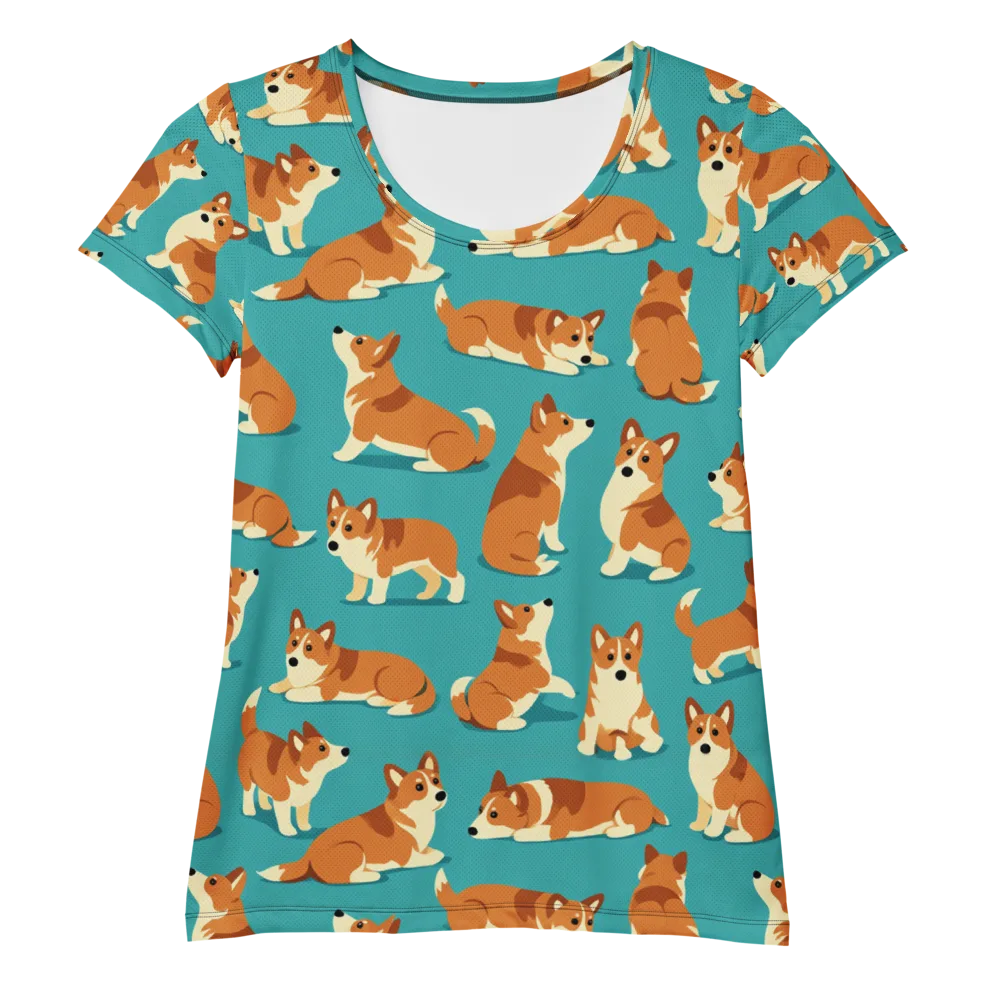 Teal Tails on Women's Athletic T-Shirt — Front