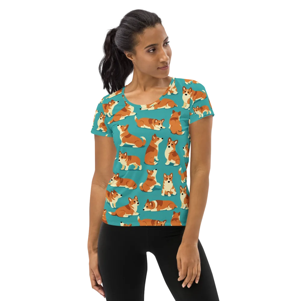 Teal Tails on Women's Athletic T-Shirt — Front