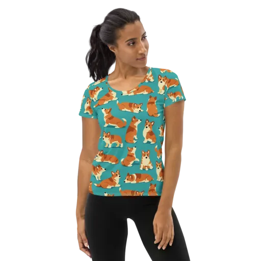 Teal Tails on a Women's Athletic T-Shirt