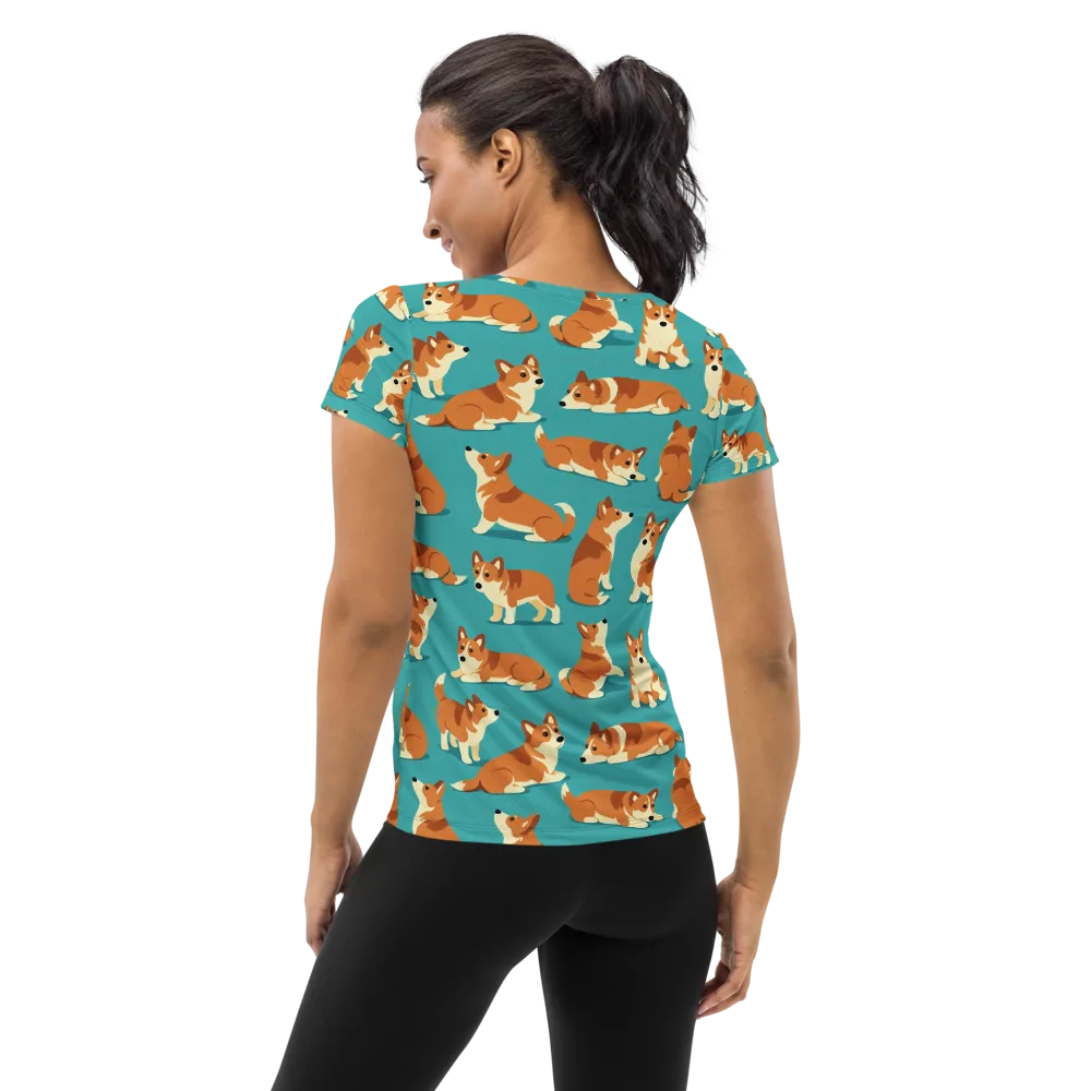 Teal Tails on Women's Athletic T-Shirt — Back