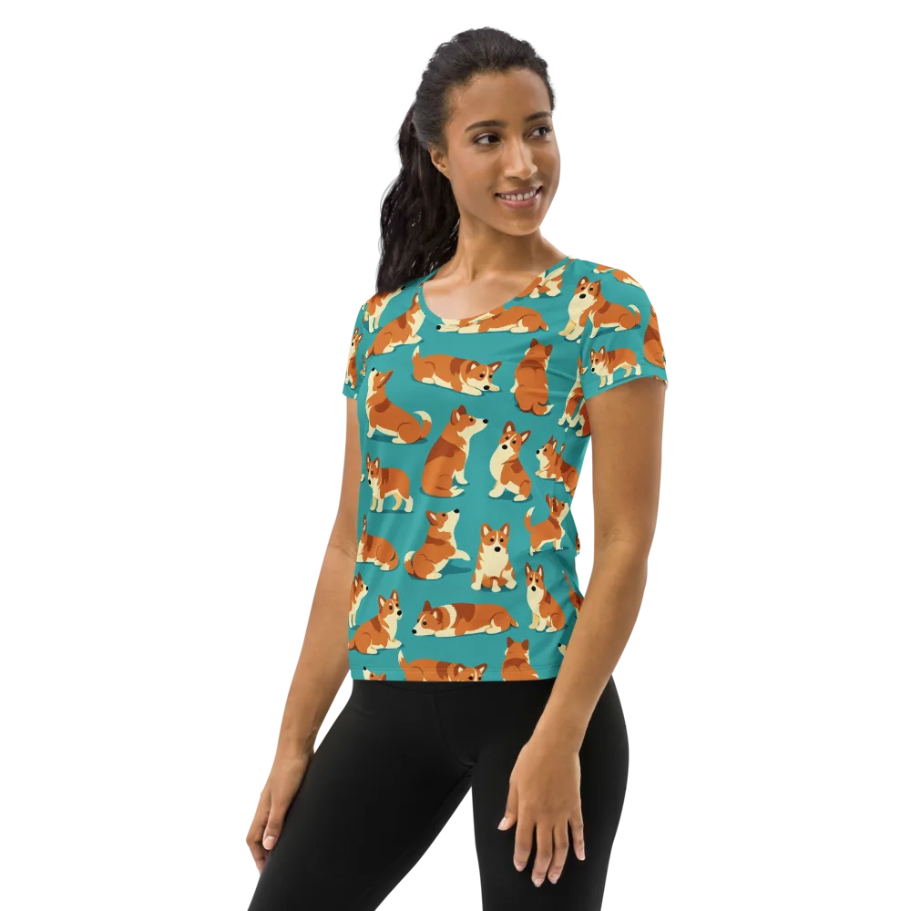 Teal Tails on Women's Athletic T-Shirt — Left