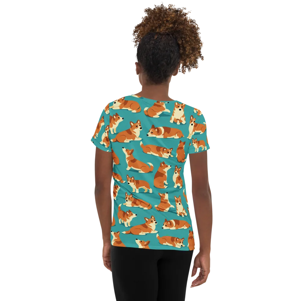 Teal Tails on Women's Athletic T-Shirt — Back