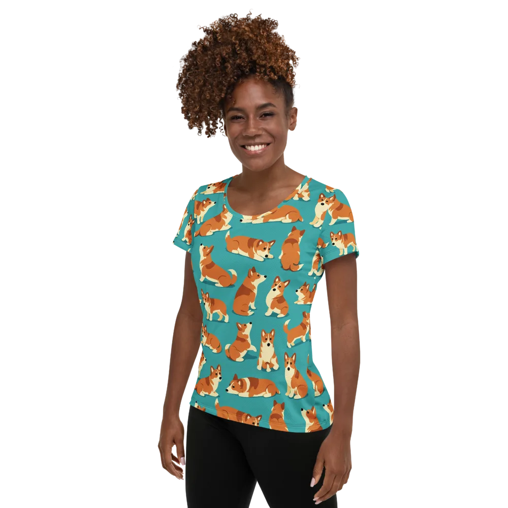 Teal Tails on Women's Athletic T-Shirt — Left