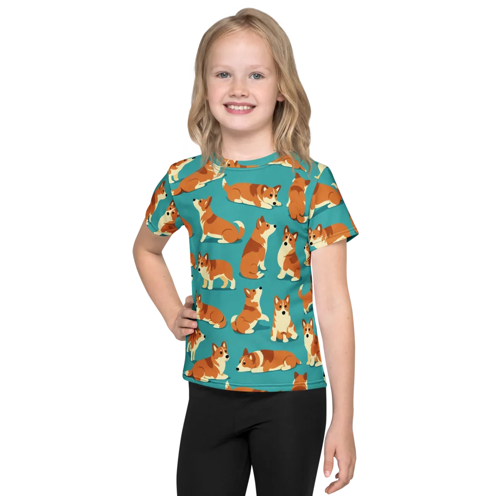 Teal Tails on Kids Crew Neck T-Shirt — Front