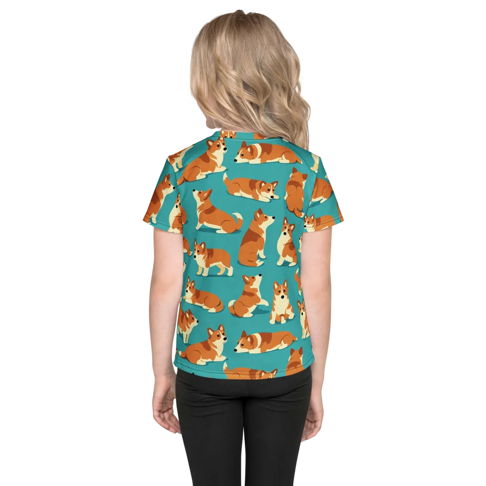 Teal Tails on Kids Crew Neck T-Shirt — Back