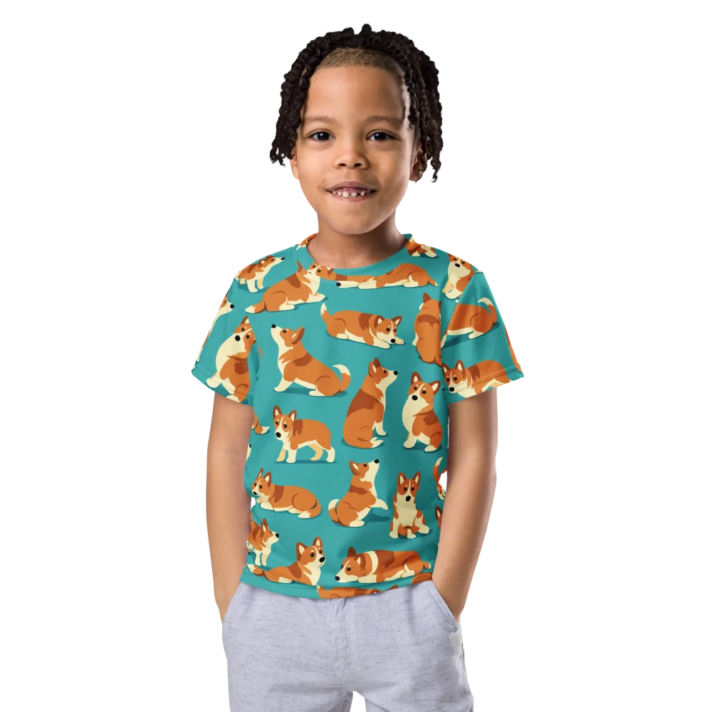 Teal Tails on Kids Crew Neck T-Shirt — Front