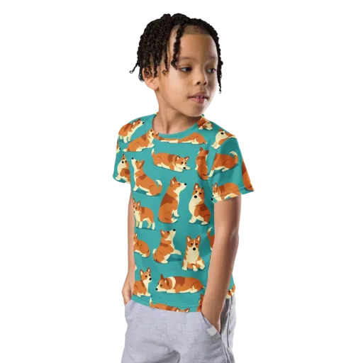 Teal Tails on a Kids Crew Neck T-Shirt