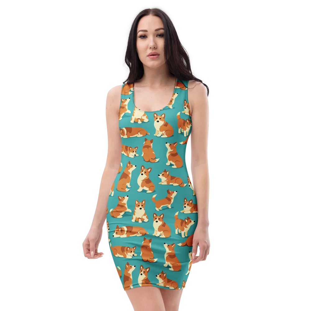 Teal Tails on Bodycon Dress — Front