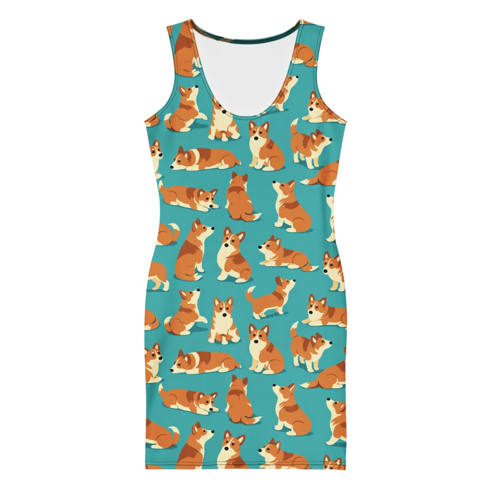 Teal Tails on Bodycon Dress — Front