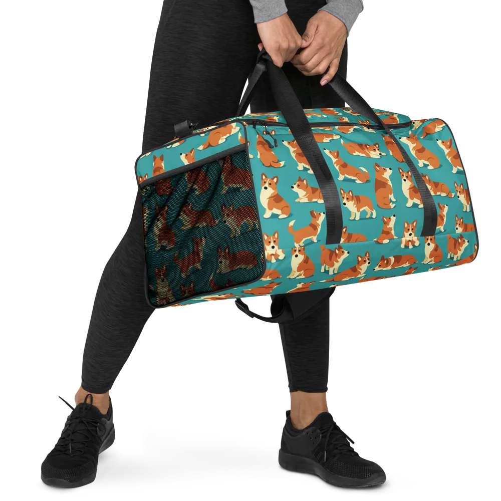 Teal Tails on Duffle Bag — Right Front
