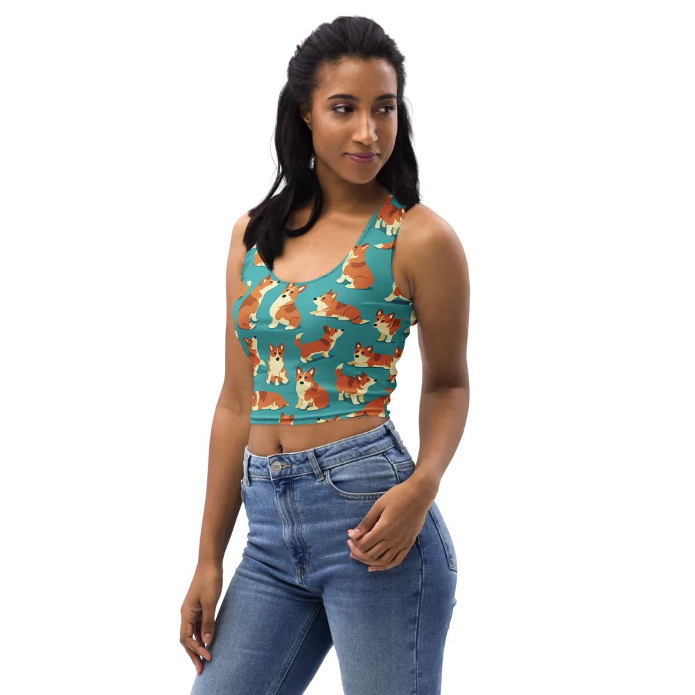 Teal Tails on Crop Top — Left Front