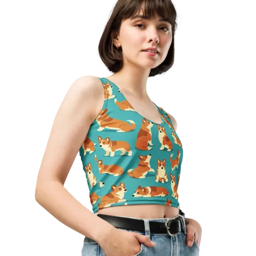 Teal Tails on a Crop Top