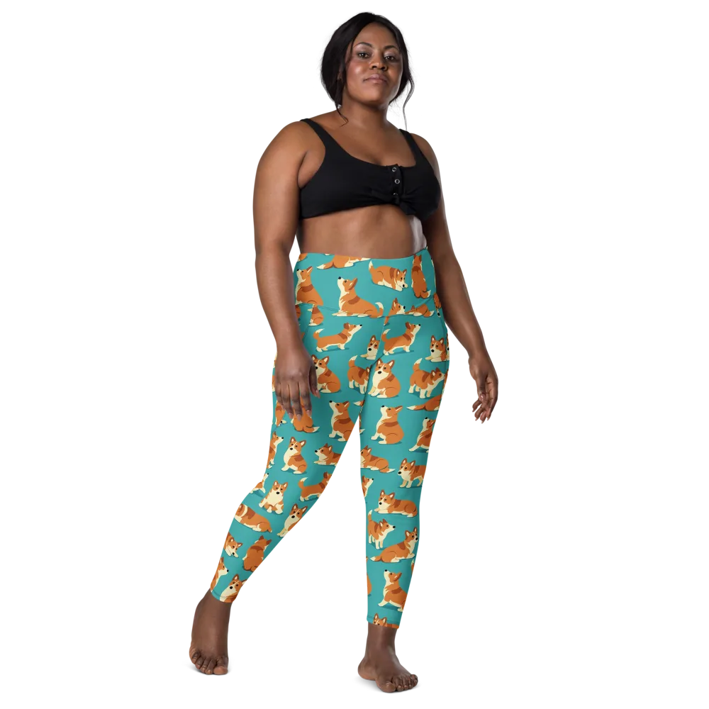 Teal Tails on Leggings with Pockets — Front