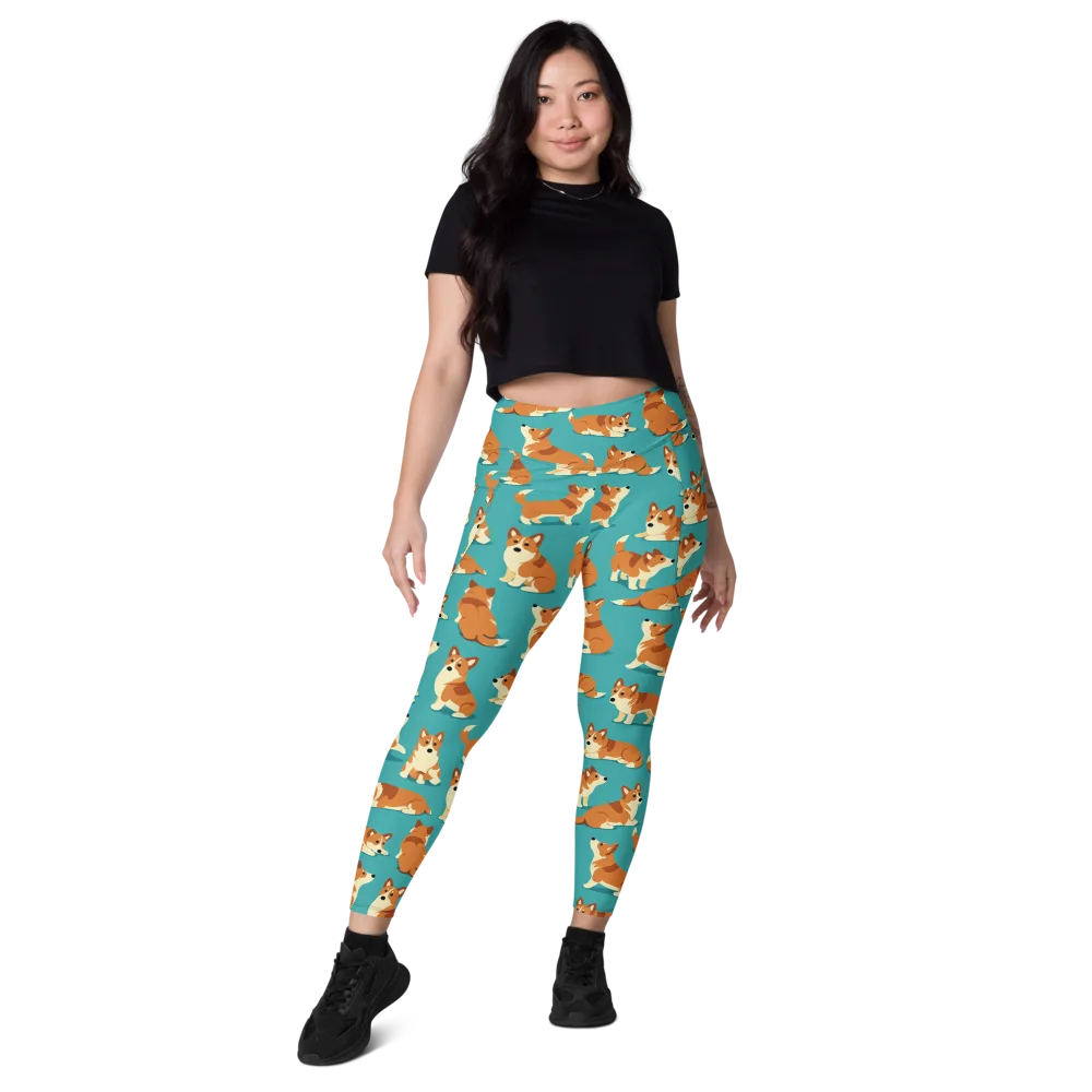 Teal Tails on Leggings with Pockets — Front