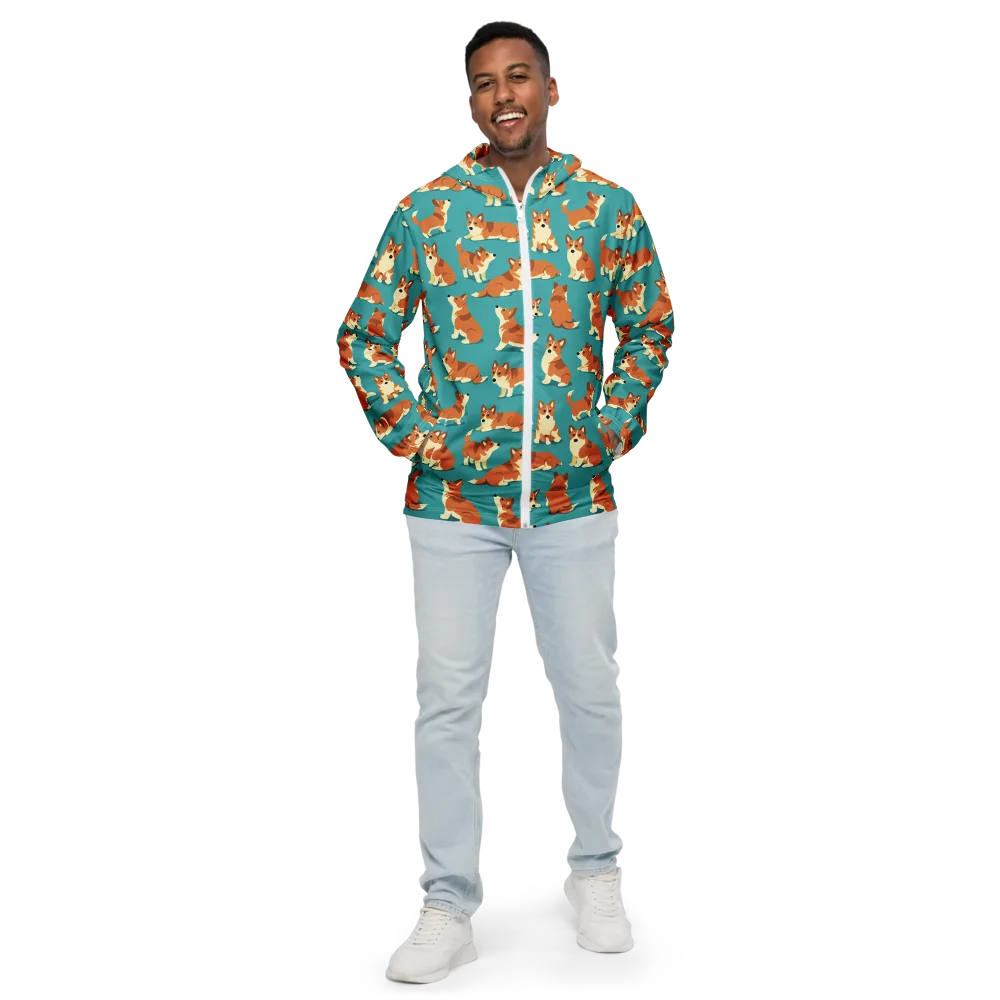 Teal Tails on Men's Windbreaker — Front