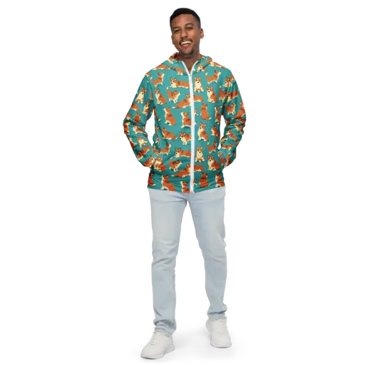 Teal Tails on a Men's Windbreaker