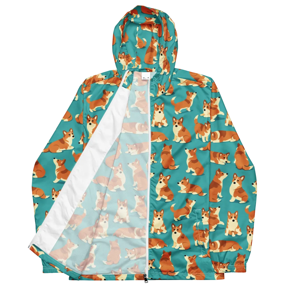 Teal Tails on Men's Windbreaker — Front