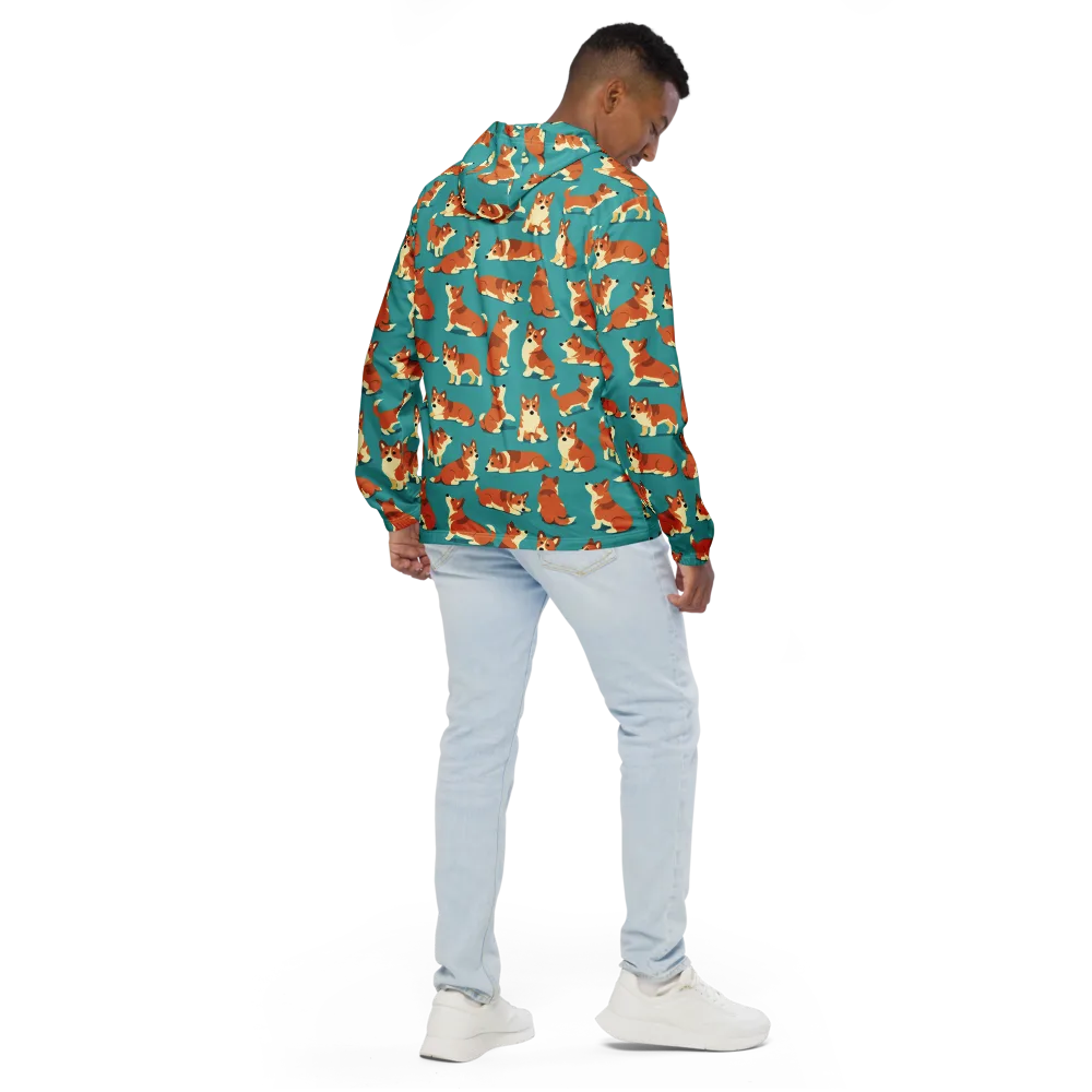 Teal Tails on Men's Windbreaker — Back