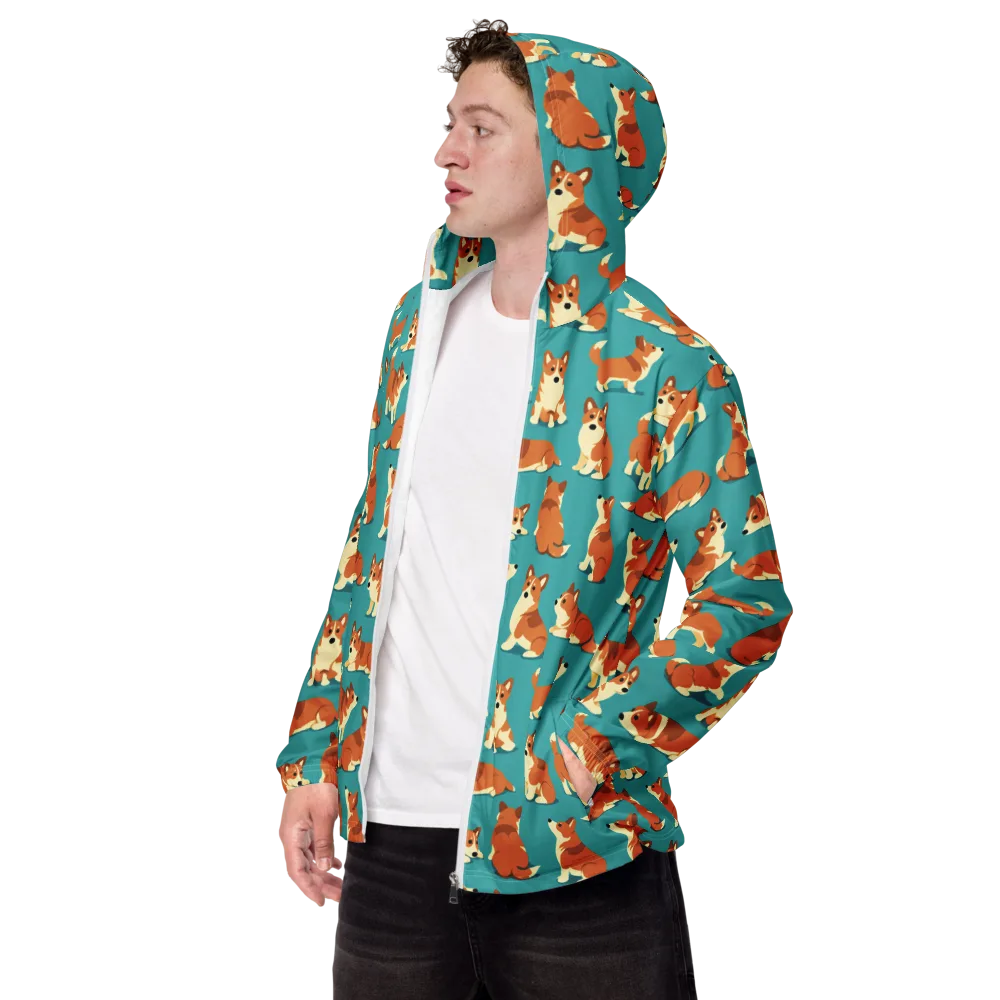 Teal Tails on Men's Windbreaker — Left Front