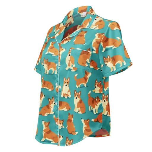Teal Tails on a Women's Short Sleeve Pajama Top