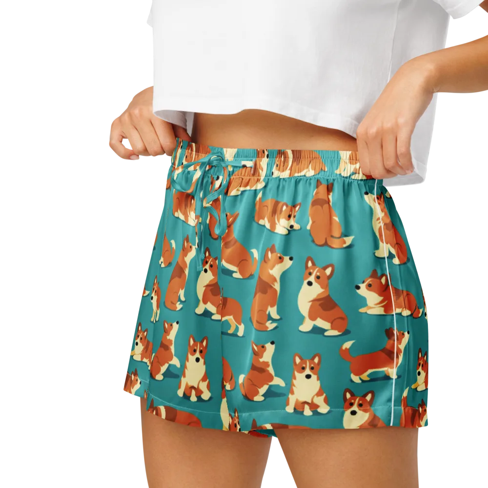 Teal Tails on Women's Pajama Shorts — Left
