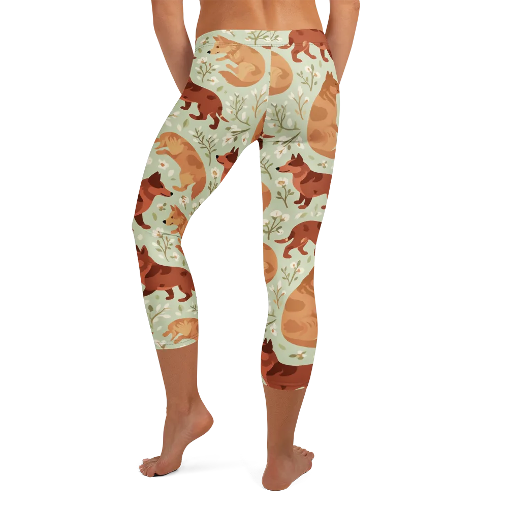 Vulpine Garden on Capri Leggings — Back