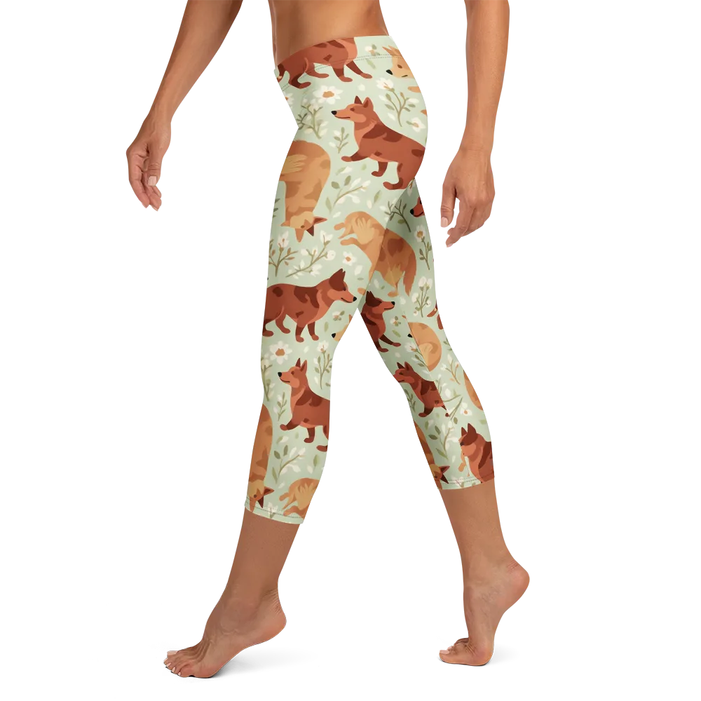 Vulpine Garden on Capri Leggings — Left